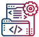 Icon of a screen with code lines and a pink gear, representing WATA Factory's software development