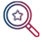 Icon of a magnifying glass focusing on a star, representing WATA Factory’s software quality control